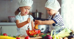 Children learning to prepare nutritious food.