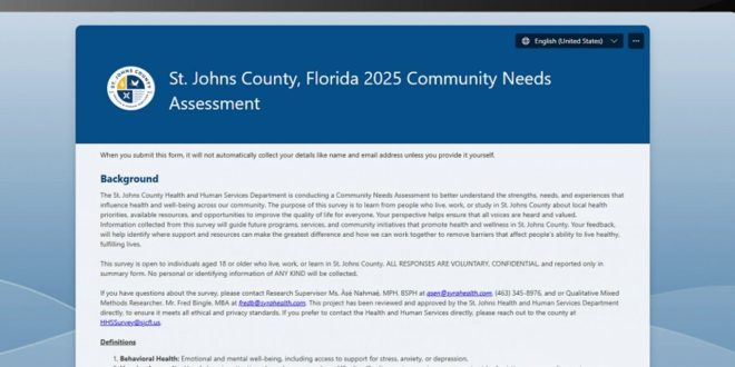 St. Johns County Residents Urged to Take Survey for Better Health and Wellness Programs
